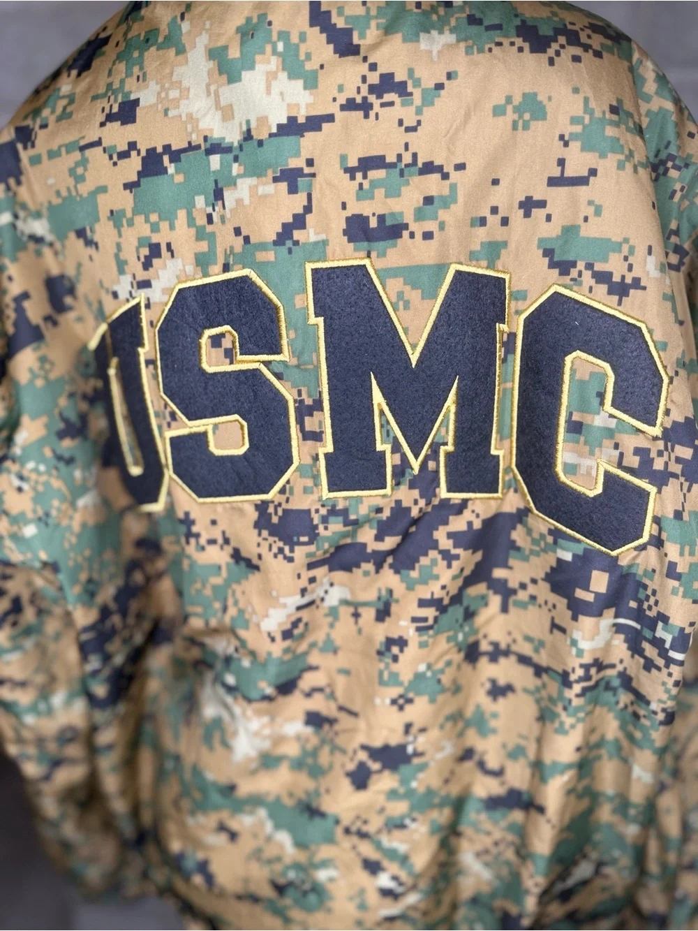 USMC Reversible Marine Corps Jacket Large Camo USA Full Zip Military Coat L